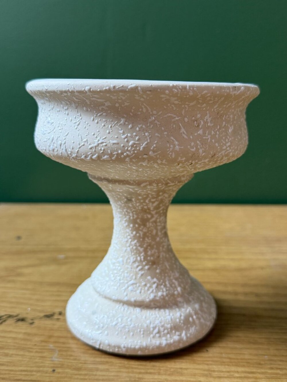 Vintage White Textured Ceramic Pedestal Planter Chalice Urn Mid Century Decor